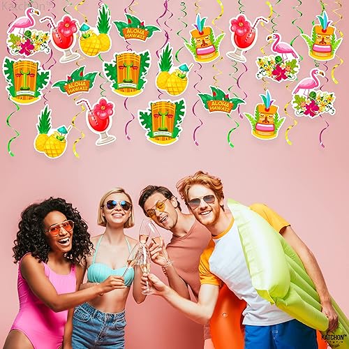 Miniatura 8 de KatchOn, Remolinos colgantes hawaianos de Tiki Paquete de 30, sin bricolaje Decoraciones de fiesta Tiki Decoraciones de fiesta hawaiana