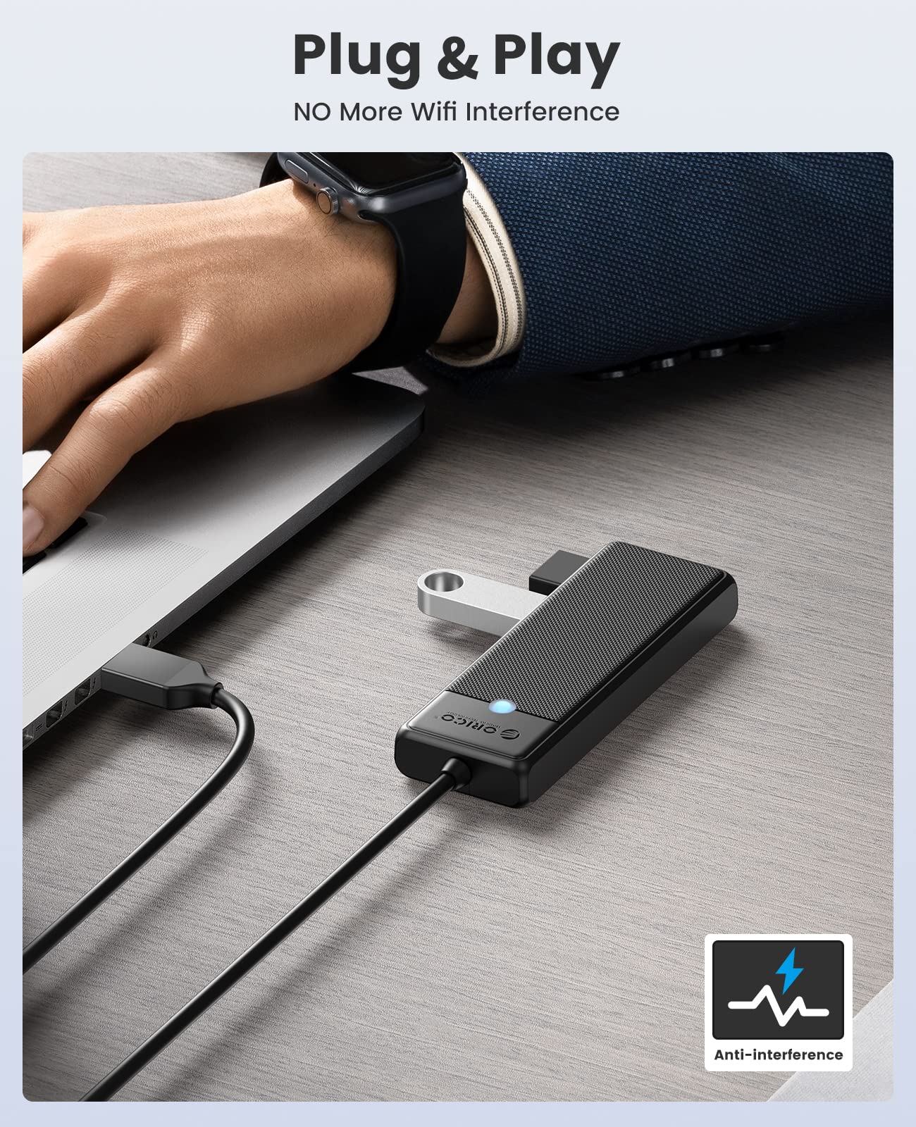Hub USB 3.0, concentrador USB de 4 puertos con cable largo, divisor USB ultra delgado para portátil MacBook Pro, iMac, Surface Pro, XPS, PS5, PC, unidad flash, disco duro móvil (negro/6 pies) 6