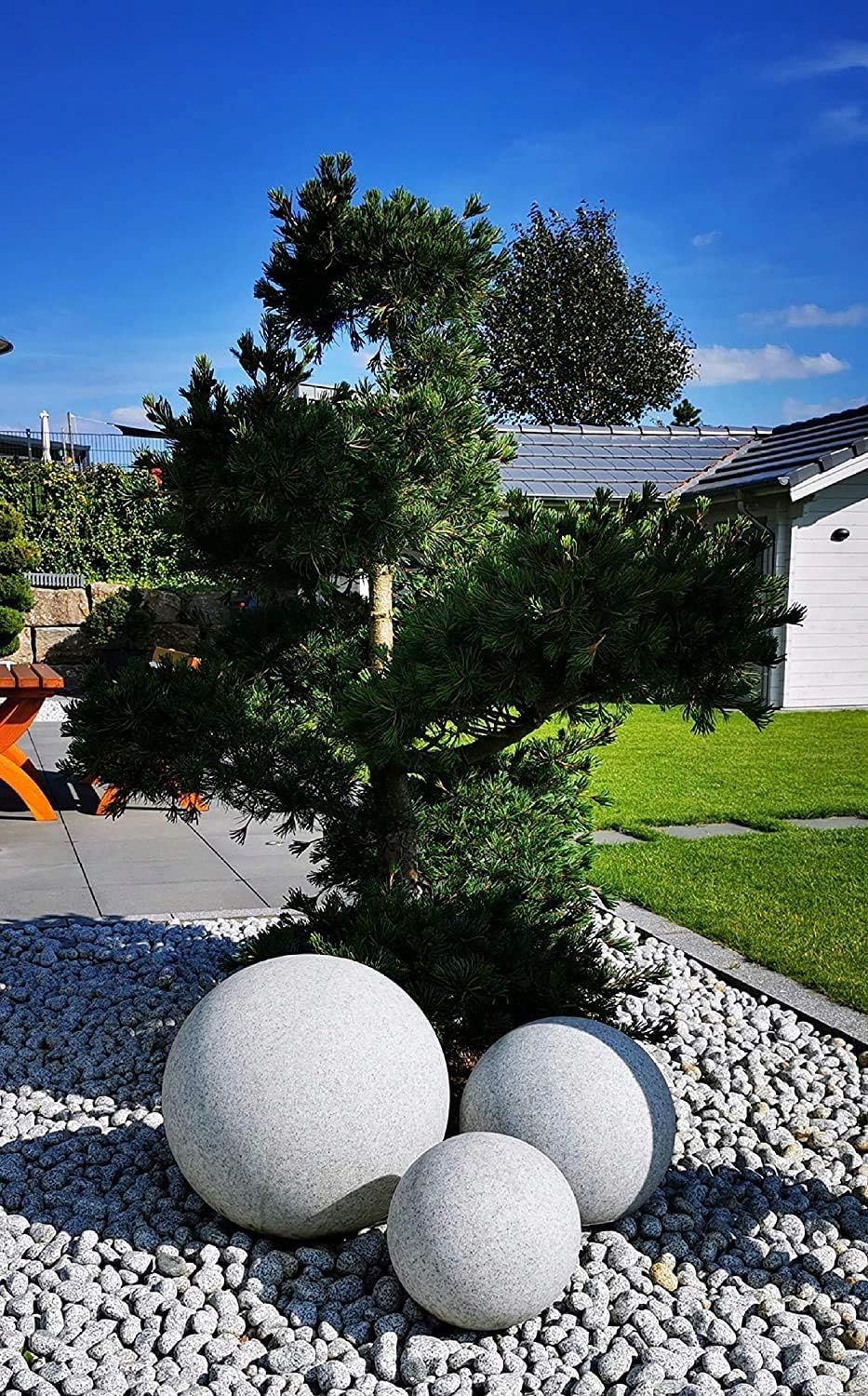 Stone IP65 Kugelleuchte für Garten - 40 cm Kugel Außenleuchte Naturstein Optik - E27 230V - winterfest - Erdspieße (Ø 40 cm)