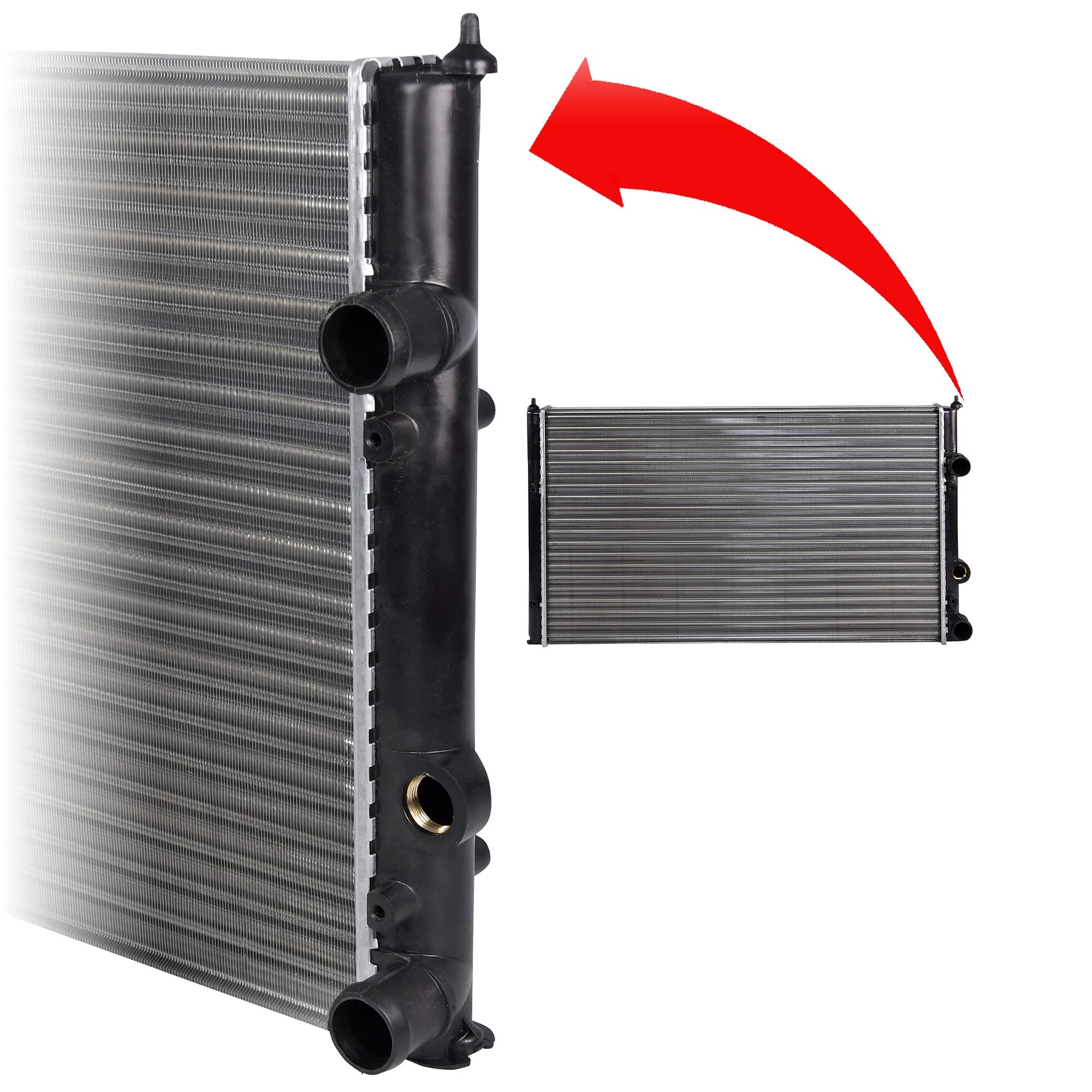 1x Radiatore acqua motore compatibile con SEAT AROSA, CORDOBA, | Compatibile con: SEAT AROSA, CORDOBA, CORDOBA Vario, IBIZA II, INCA, VW CADDY II Großraumlimousine