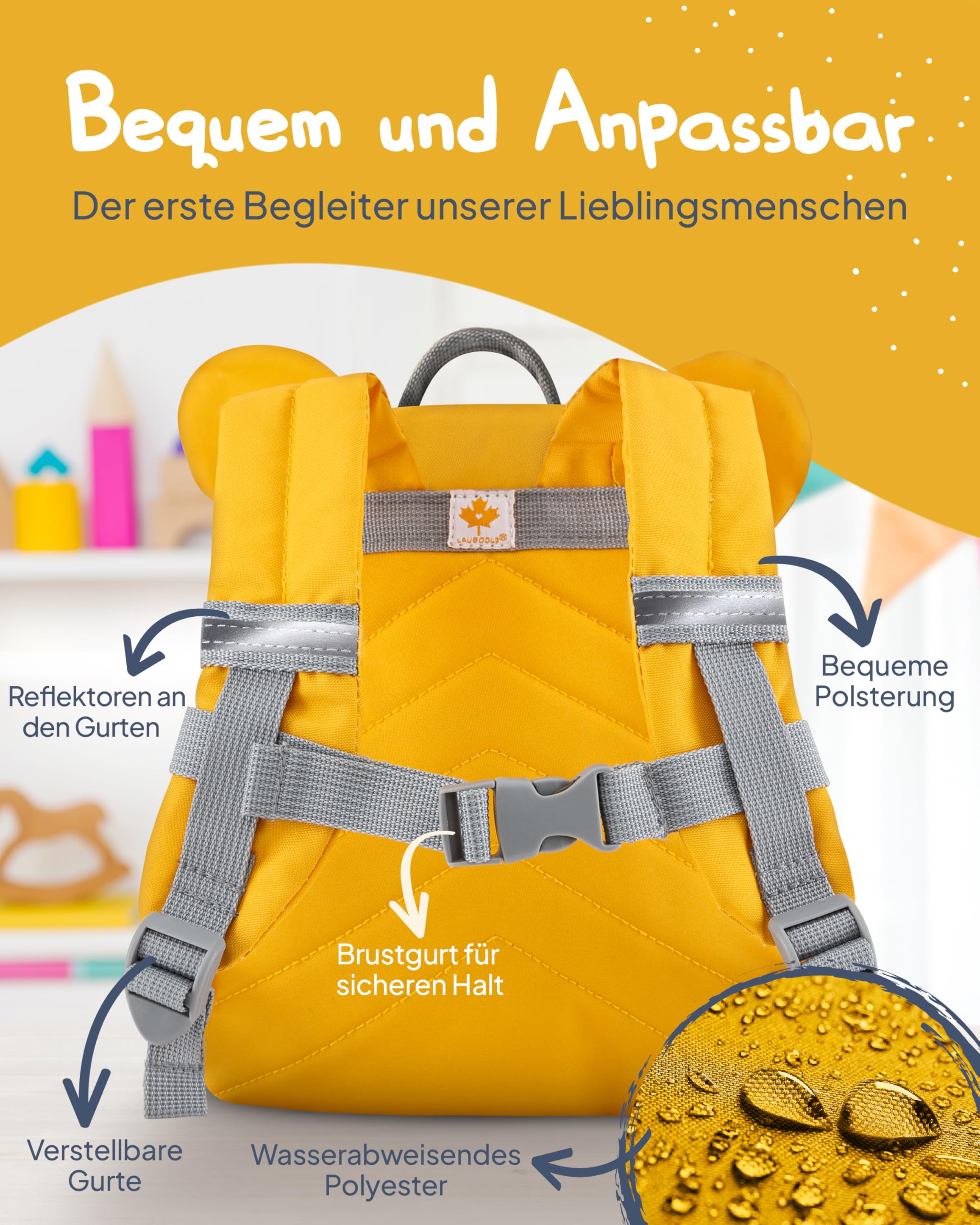 Kleiner Kindergartenrucksack Mädchen | Kita Rucksack ab 1 Jahr | Mini Kinderrucksack mit Brustgurt | Leichter Rucksack Kindergarten Jungen u. Mädchen | 3,6 Liter | Ideal für Kleinkind 1-3 Jahre