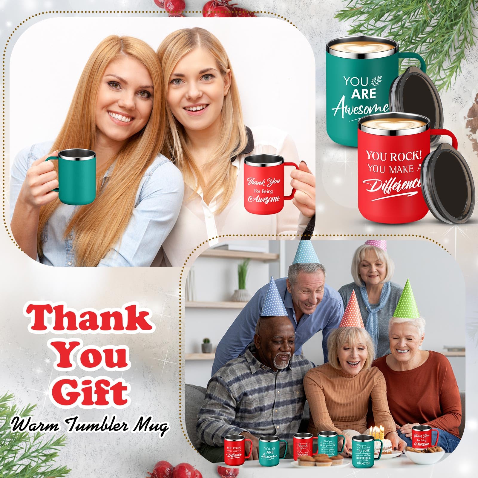 Domensi 48 Pcs Thank You Gifts 12oz Enamel Mug With Handle Employee