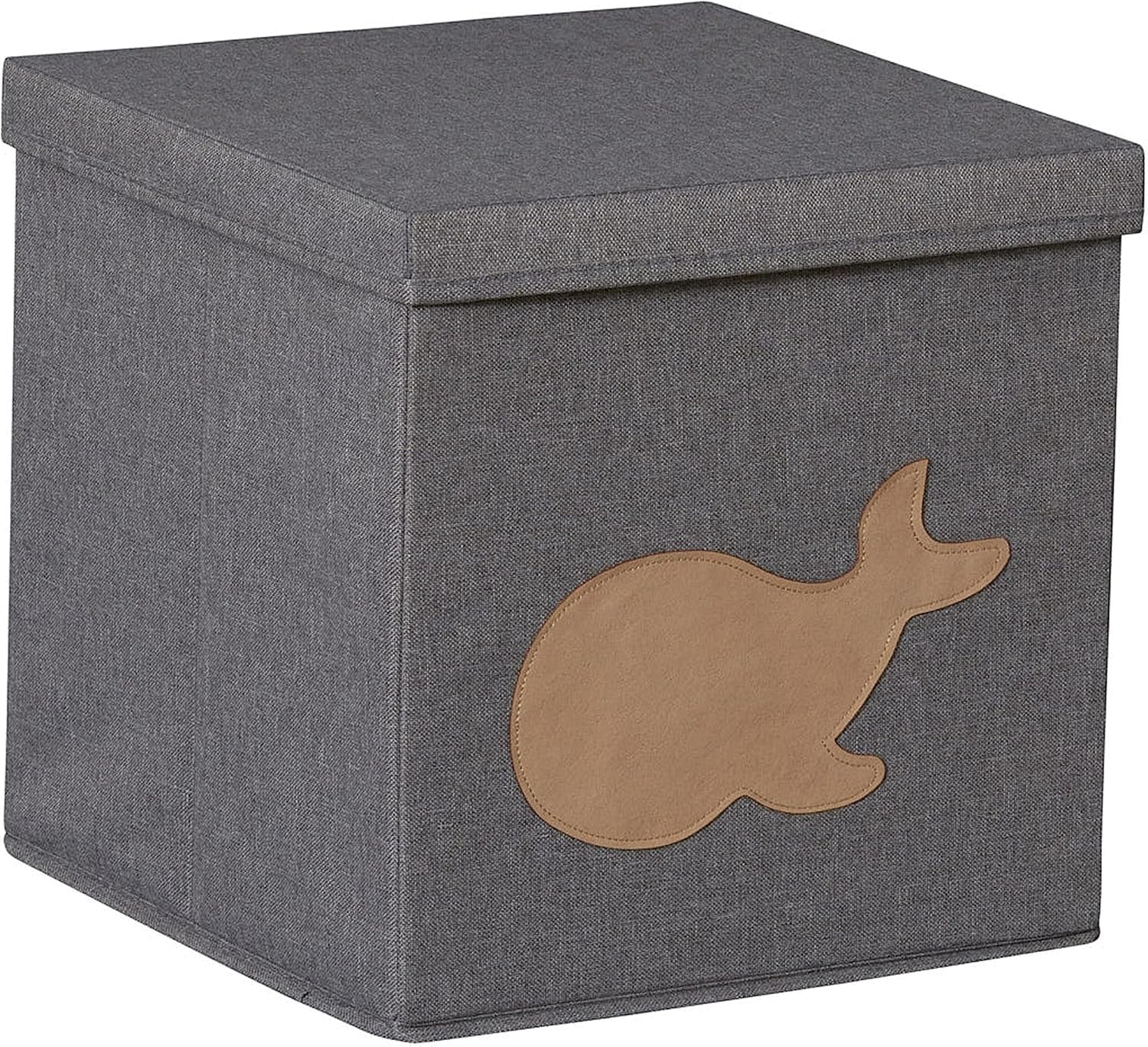 Love it Store It Premium Storage Cube with Lid – Linen – Folding – Wooden Reinforcements – Kallax Compatible – 30 x 30 x 30 cm – Whale Pattern, Grey
