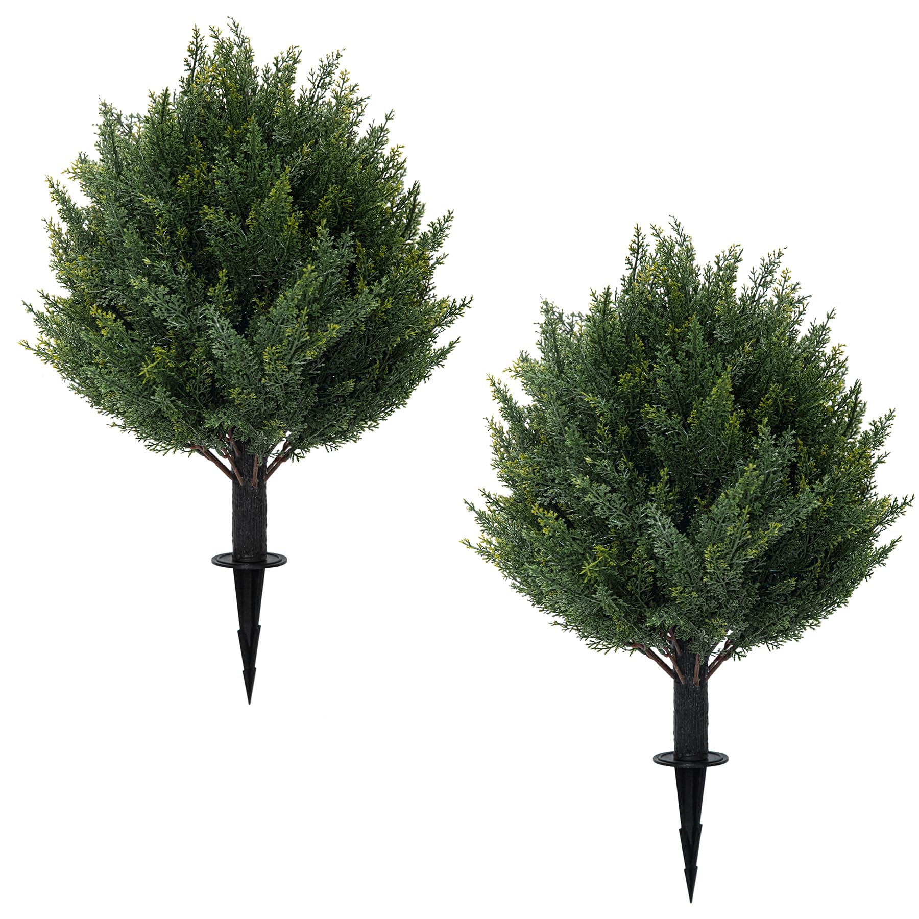 similar)))Artificial Cypress Topiary Tree with Ground Spike, Fake Shrubs UV Resistant Artificial Cedar Bushes, Set of 2 Faux Plants for Indoor Outdoor Front Porch Garden