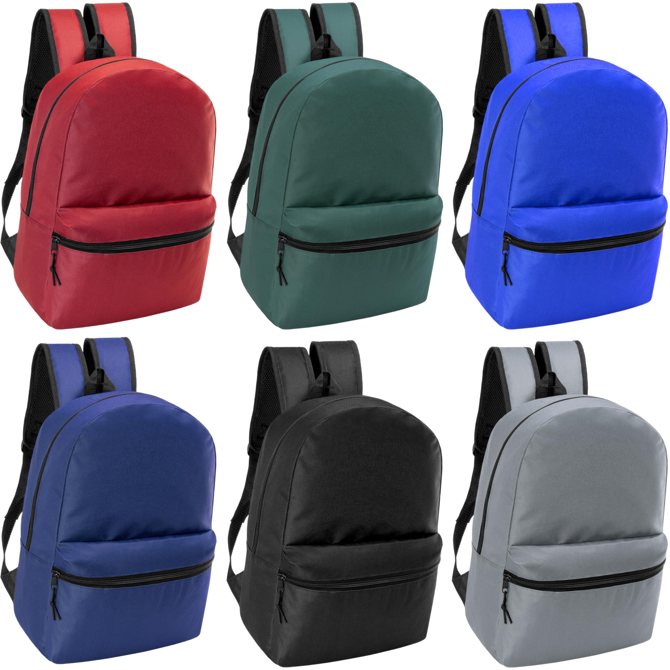 Moda West24-Pack 15" Backpacks for Kids - Bookbags in Bulk for Elementary, Middle, and High School Students, 6 Assorted Colors