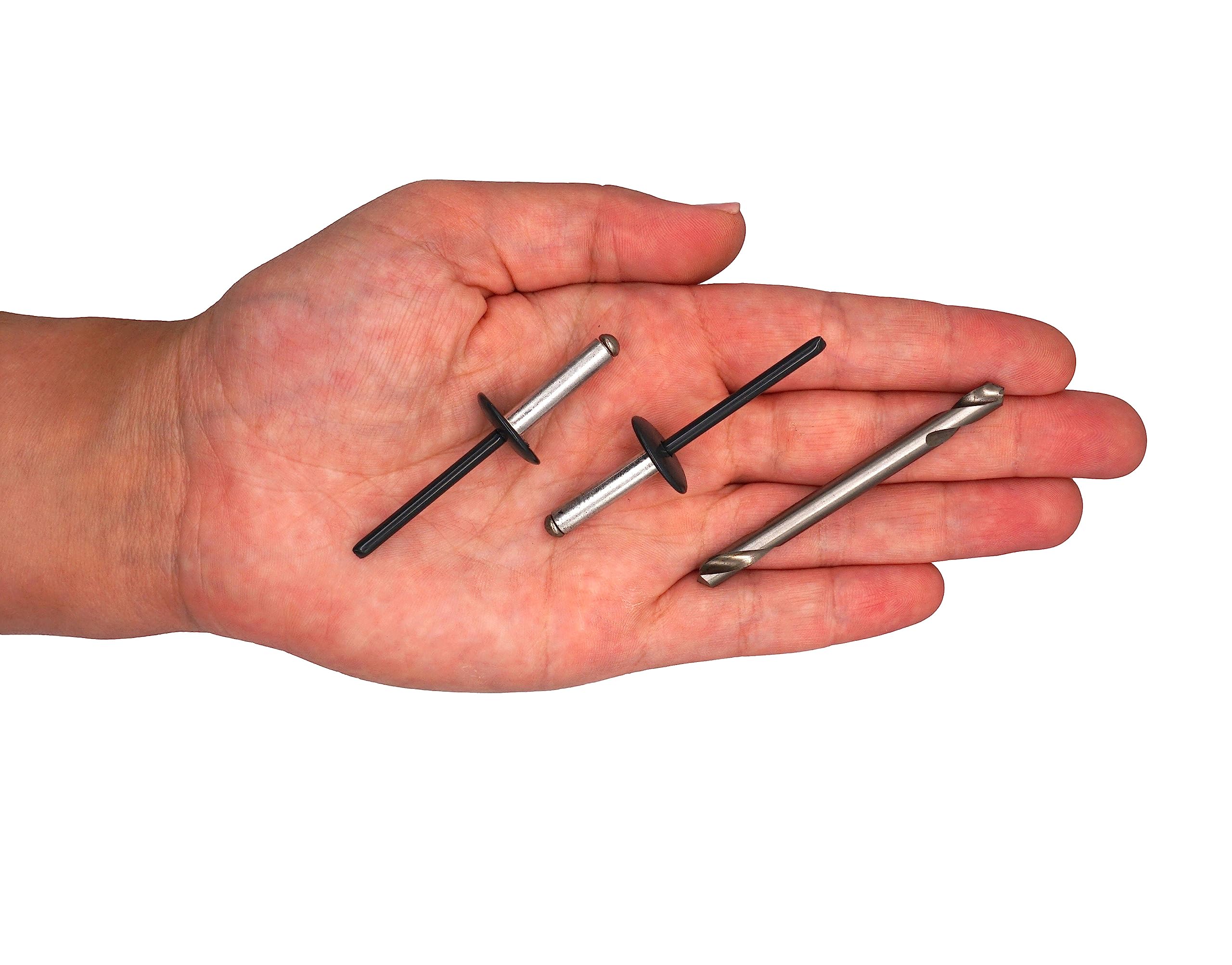 SKIR'CO (100 uds) Remaches ciegos de aluminio con brida grande 4,8 x 20 mm, mandril de acero inoxidable, RAL 7016 gris antracita (broca incluida)