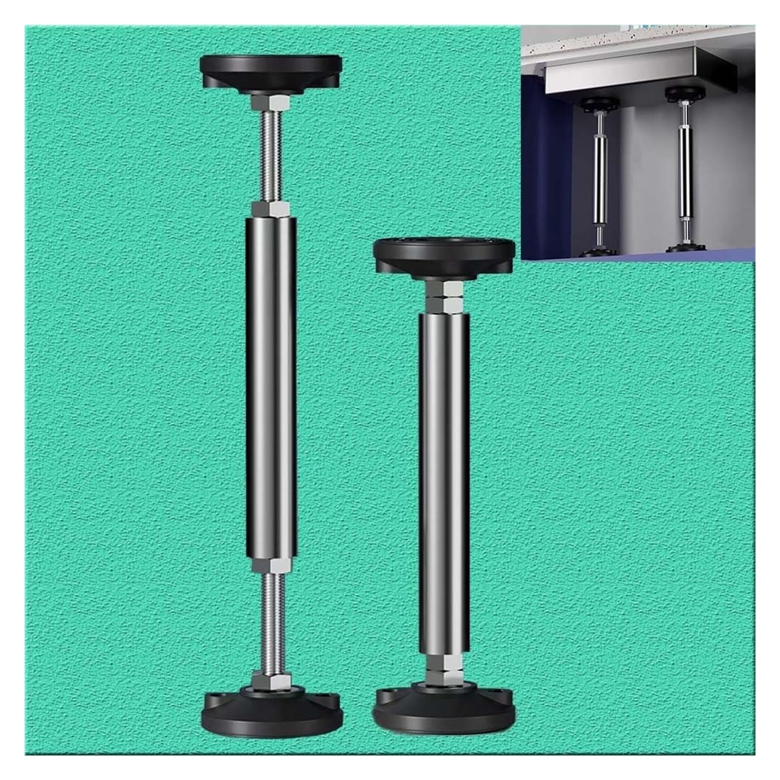 Zxgrfdefa One Color Sink Support Legs, Undermount Basin Brackets Drill Freeadjustable Sink Support Polesstainless Steel Telescopic(2*Height 37 42Cm)