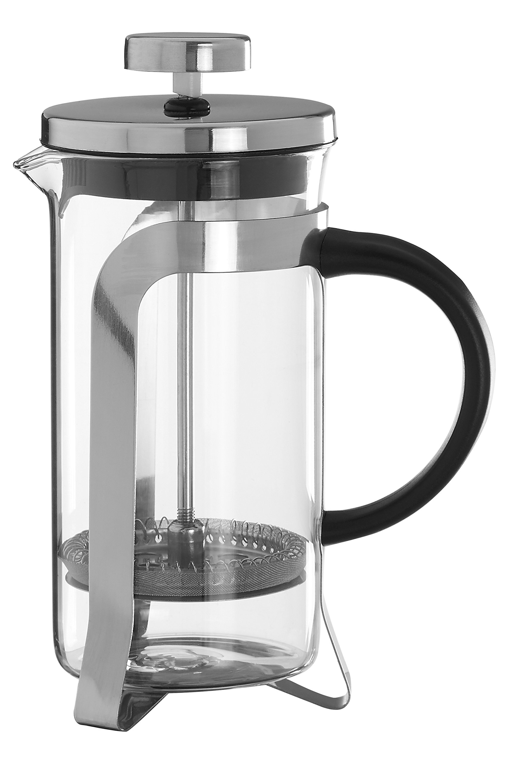 Silver Cafetiere 350ml - Stainless Steel French Press - Ergonomic Grip - Heat-Resistant Glass