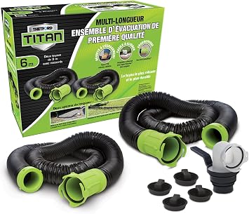 Thetford 17903 Titan 20 Feet Premium RV Sewer Hose Kit Bilingual , Black