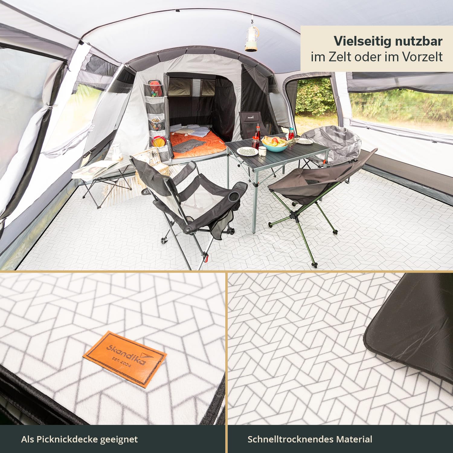 Skandika Zeltteppich Lindal 290 × 400 cm | Outdoor Teppich mit Softtouch-Fleece, wetterfest & wasserdicht, mit Aufbewahrungstasche | Picknickdecke, Campingteppich, Zeltunterlage, Camping Zubehör
