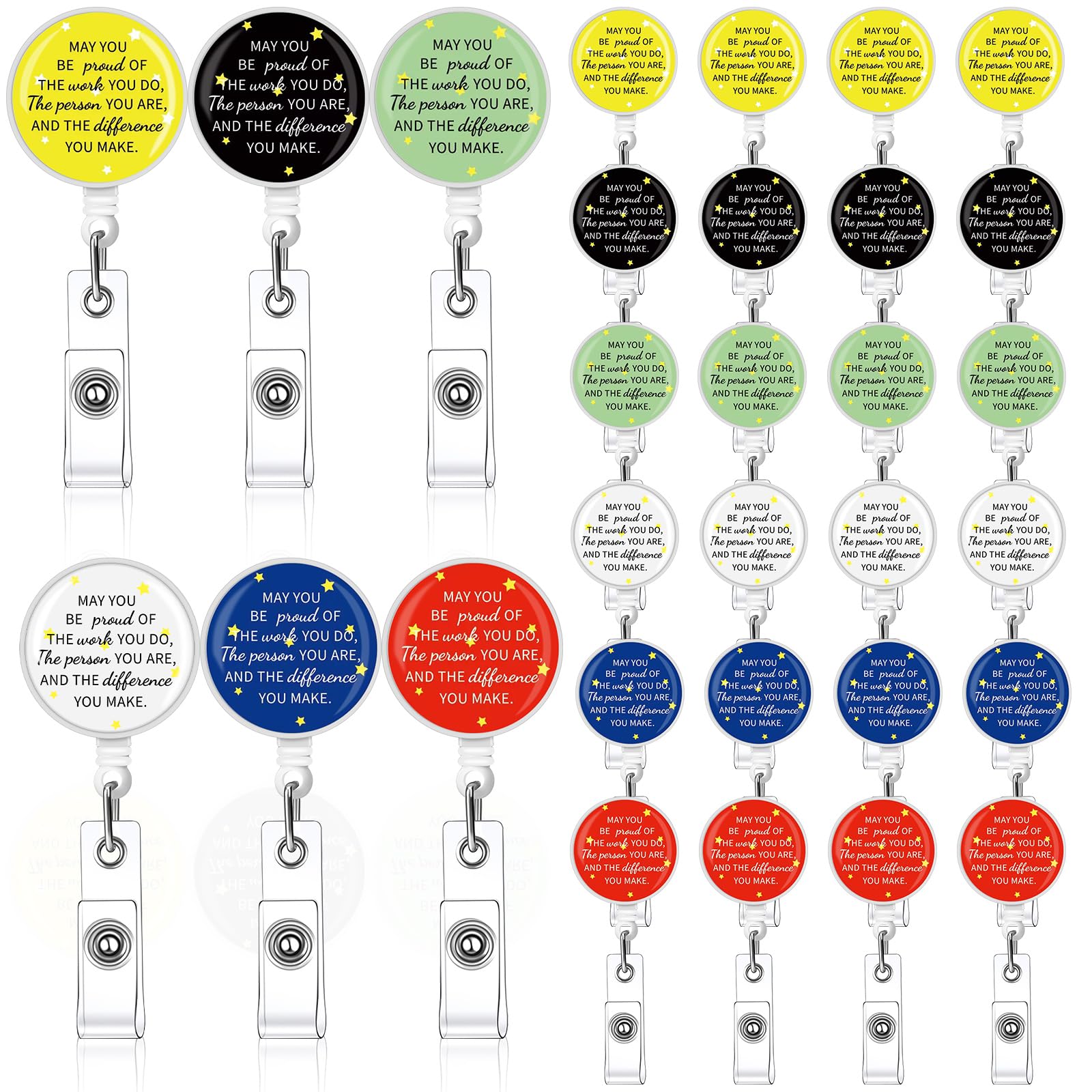 Engrowtic 24 Pcs Social Worker Appreciation ID Badge Holder Gifts Bulk May You Be Proud of The Difference You Make Doctor Nurse Badge Reel with Clip