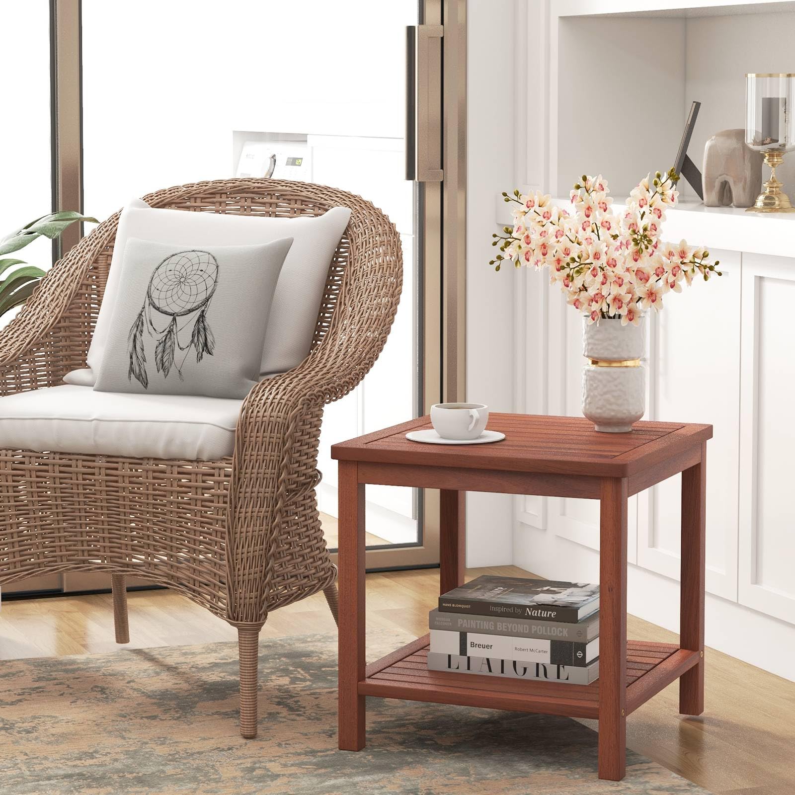 Small Weatherproof Table Small Table 2-Tier Outdoor Side Table - Weather-Resistant Acacia Wood ...