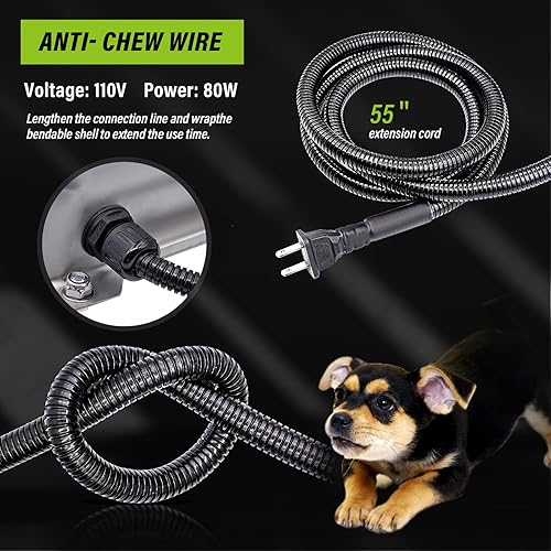 Miniatura 4 de MINYULUA Recipiente de agua automático para perros con calefacción de acero inoxidable para mascotas, dispensador de temperatura constante para