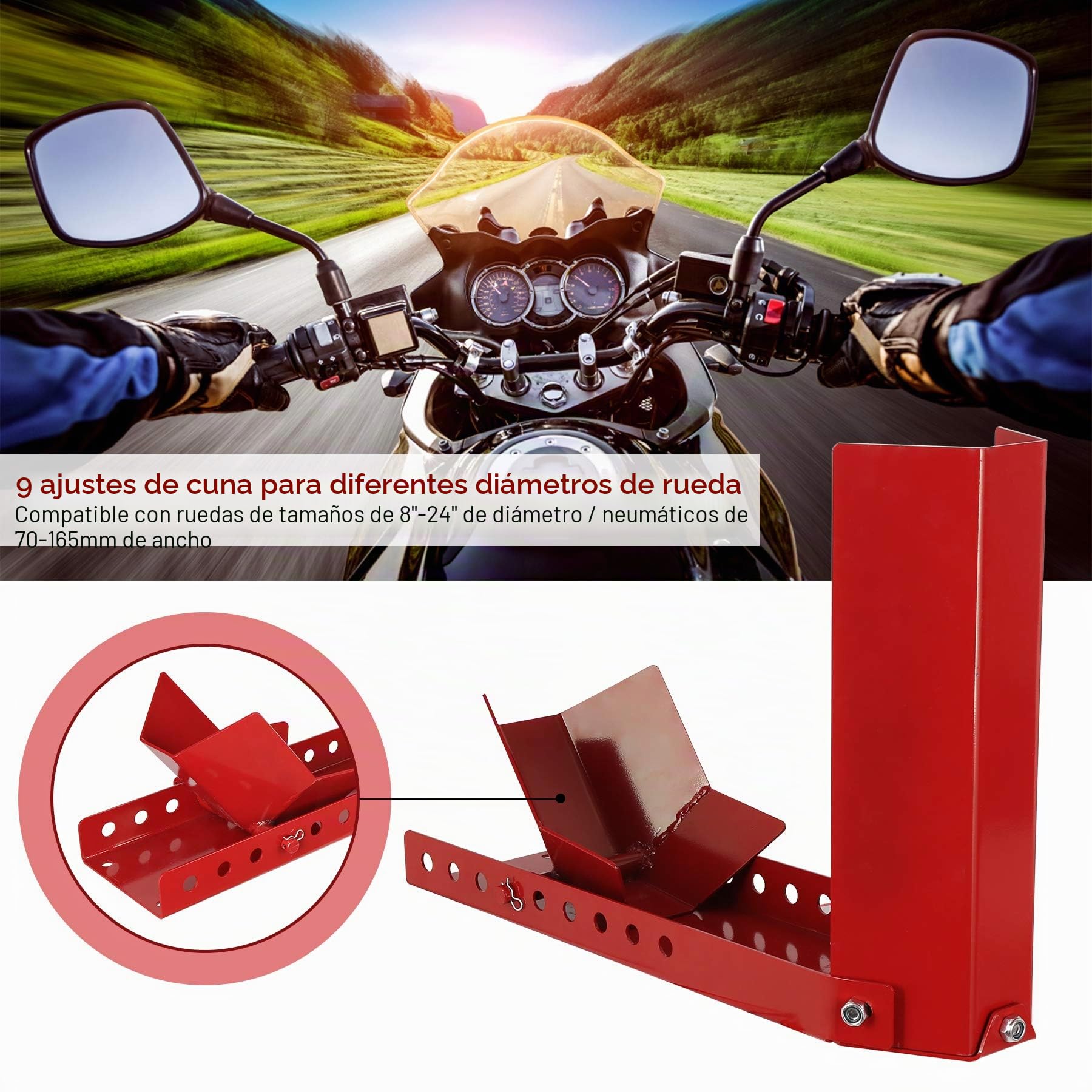Ikodm Caballete de Moto Soporte Posterior Universal Soporte para Rueda Delantera de Motocicleta, balancín para Motocicleta, protección contra el óxido (1 Unidad)