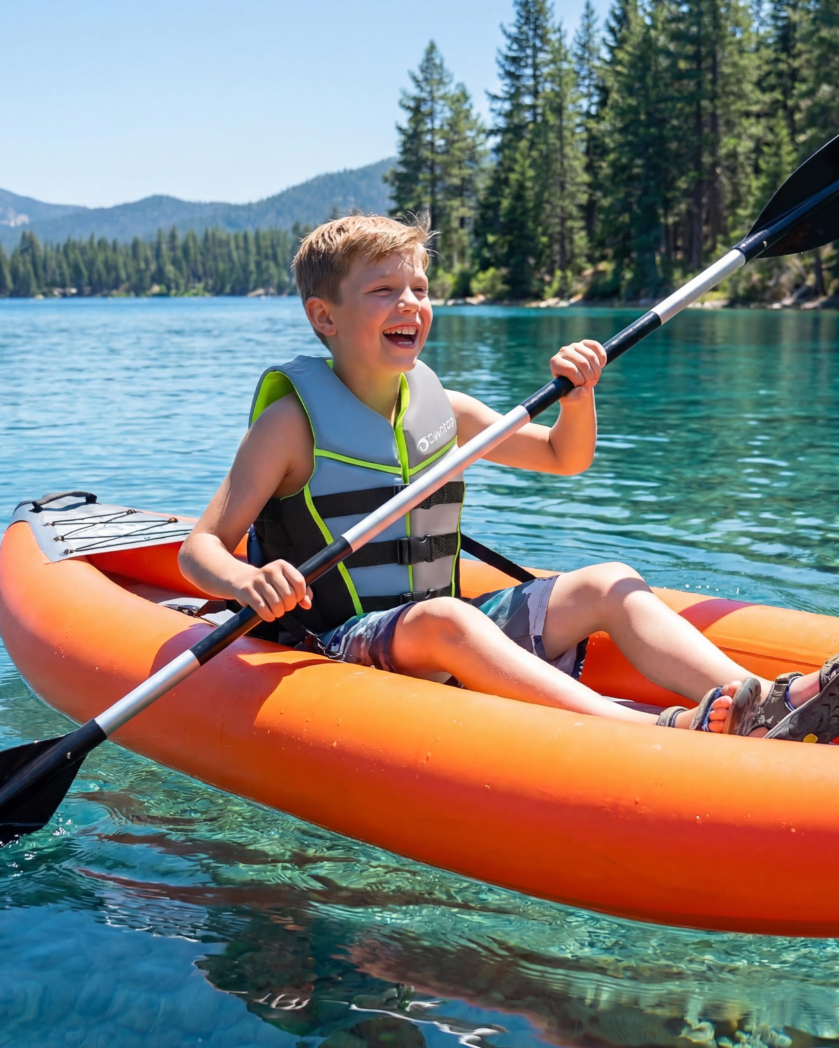 Owntop Aide à la Flottabilité pour Juniors et Enfants, Gilet de Natation en Néoprène avec Triples Sangles de Sécurité Réglables, Gilet de Flottabilité Léger pour Kayak, Paddle, Bateau
