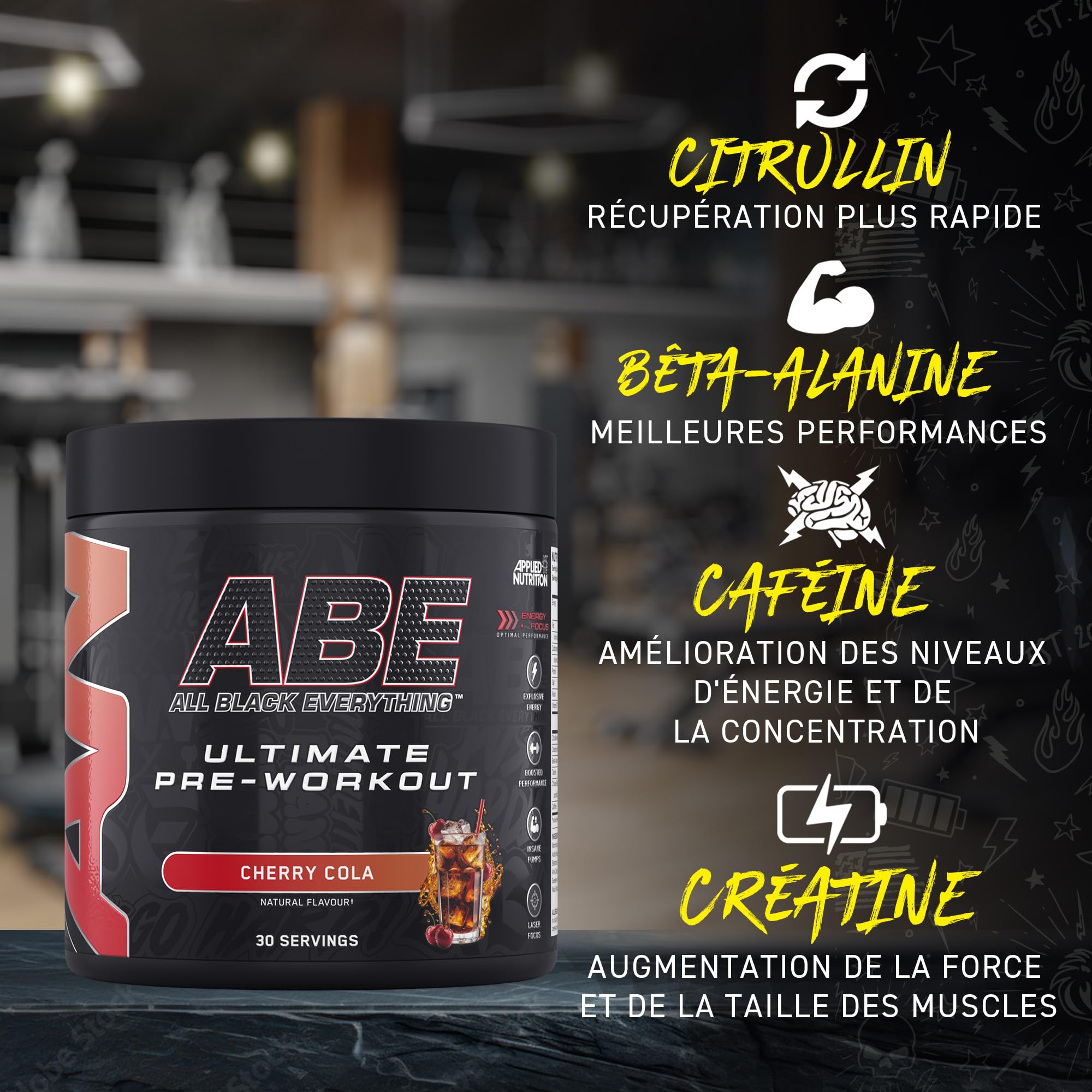 Applied Nutrition ABE Pre Workout, Pomme Acidulée, 375g, 30 Portions