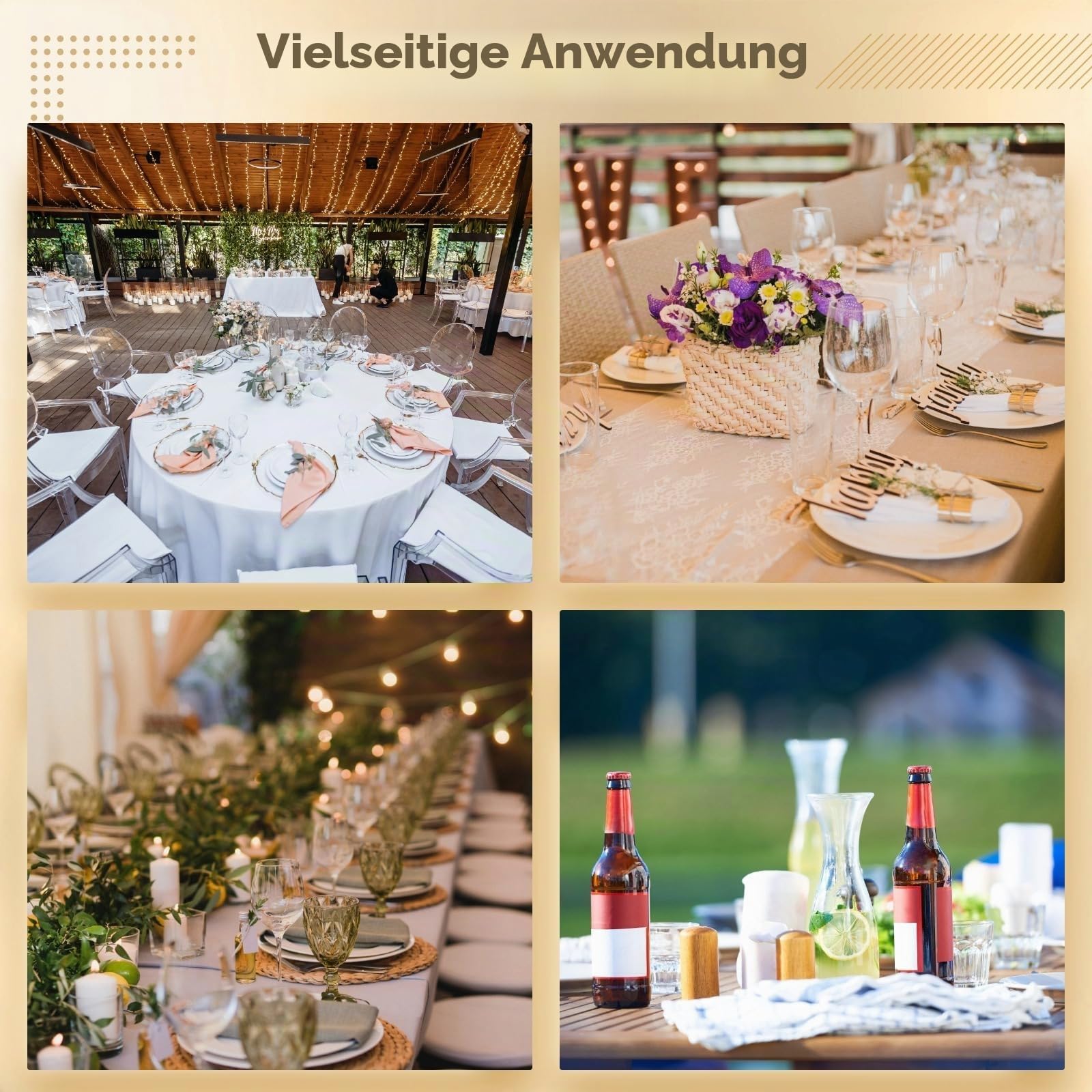 6-teiliges Boho-Wasserhyazinthen-Set, runde geflochtene Tischsets mit Holzperlen-Serviettenringen & Dinner-Servietten, farmhouseartige, hitzebeständige Tischsets