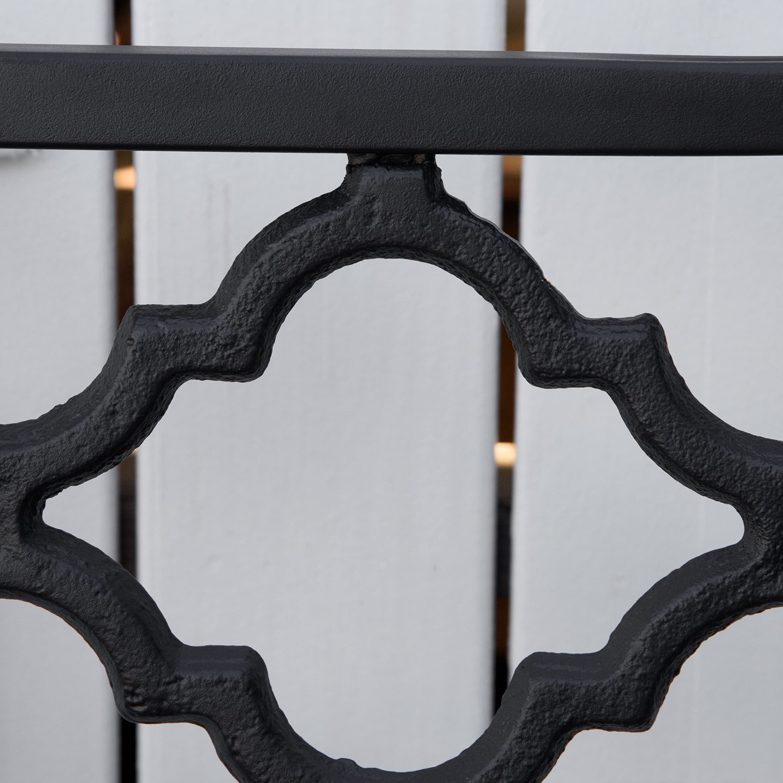 Outsunny Banc de Jardin 2 Places Style Antique 128 x 58,5 x 89 cm Noir | en Fonte, avec Accoudoirs et Dossier, Banquette Extérieure, Balcon Terrasse Patio Véranda Pelouse