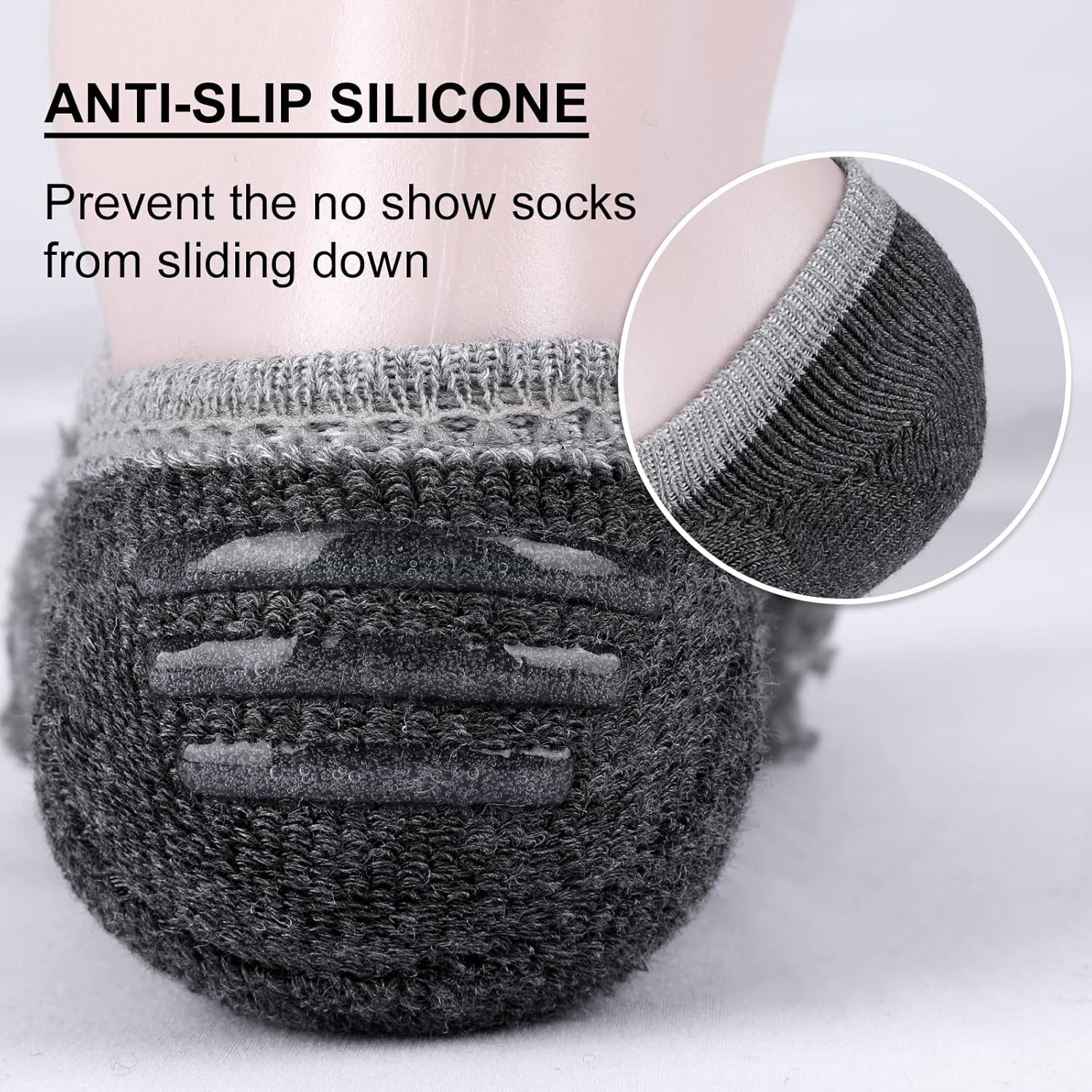 Heatuff No Show Cushioned Socks Men, Low Cut Athletic Socks for Men, Non Slip Inisible Socks(7 pairs). - Image 6