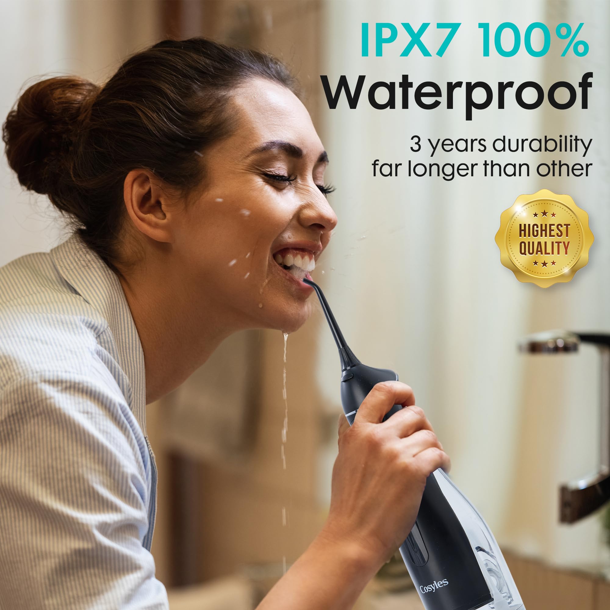 Irrigador dental de agua, púa de dientes, con 9 boquillas, 4 modos, tanque de 300 ml, irrigador bucal, irrigador bucal eléctrico impermeable IPX7 para piedra de amígdala, limpieza de dientes,
