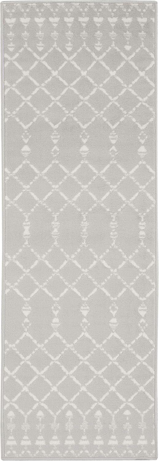Nourison Home Whimsicle Grey 2' x 8' Area Rug - Easy Clean, Non Shedding, Bed Room, Living Room, Dining Room, Kitchen (8' Runner)