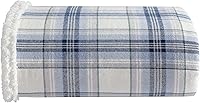 Eddie Bauer Edgewood Plaid Blue Reversible Sherpa Fleece Throw Blanket 50x60 - Ultra Soft Couch Lounging Essential