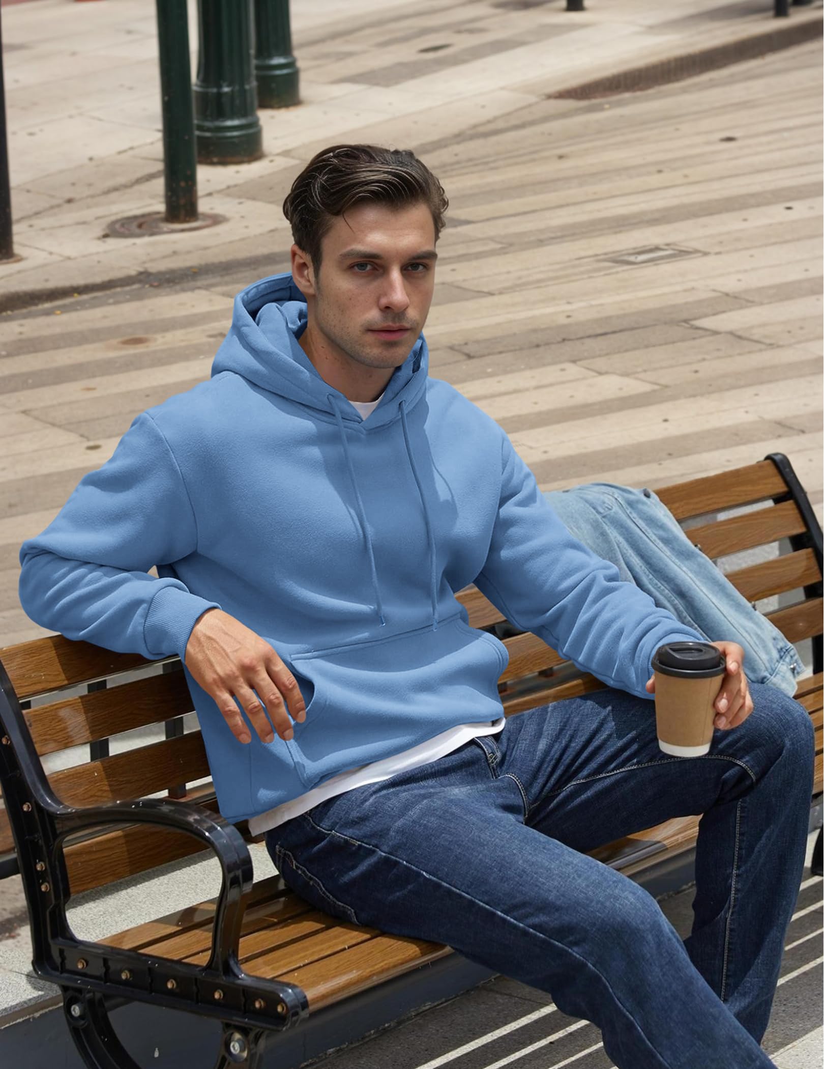 COOFANDY Hoodie Herren Kapuzenpullover Fleece Kapuzenpulli Baumwolle Sweatshirt mit Kapuze Basic Winter Hoodies für Männer