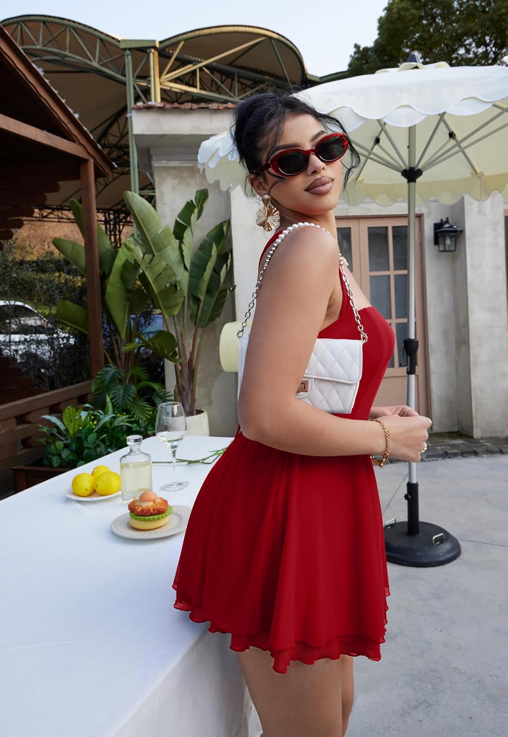 GOBLES Women's Summer Sexy Backless Sleeveless Square Neck Flowy A-Line Mini Party Dress - Image 6