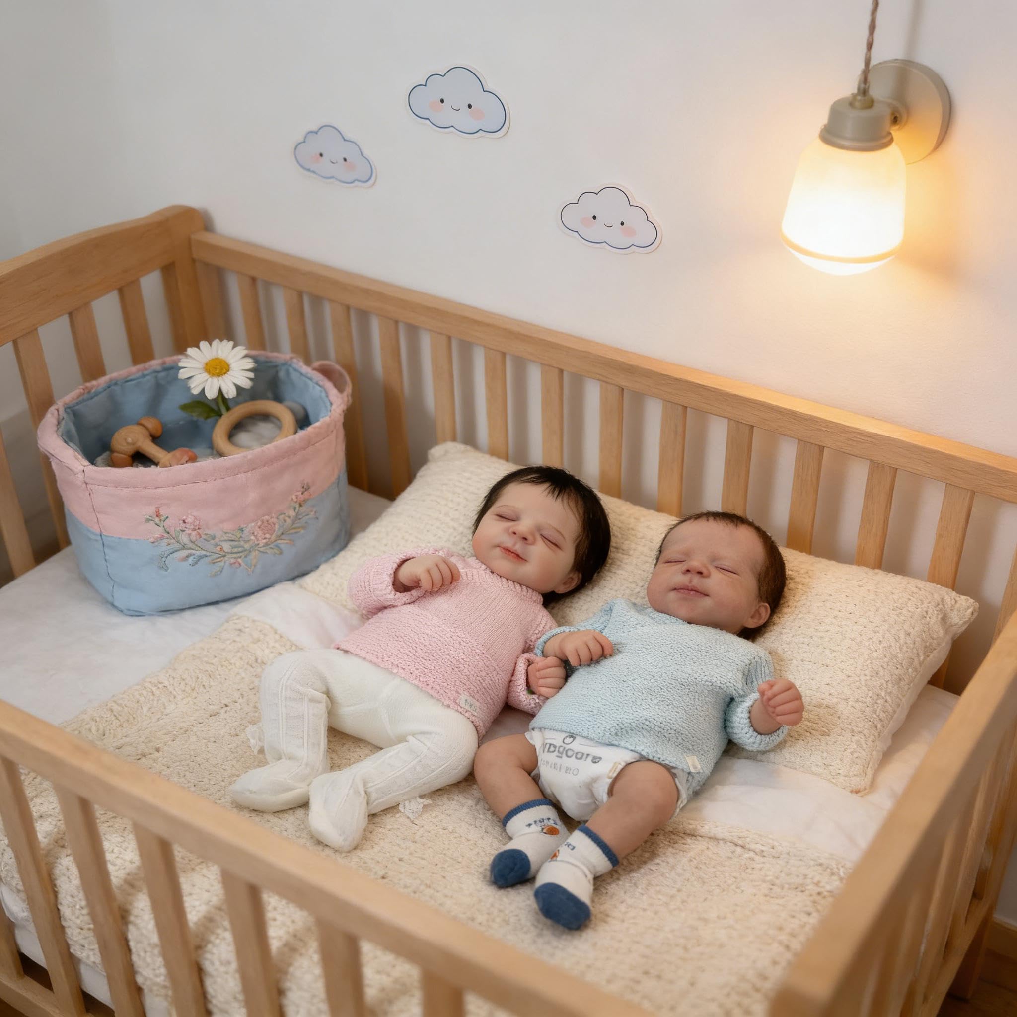 Zwillinge Realistische Reborn Babypuppen Mädchen und Junge 18 Zoll Real Life Babypuppe Silikon Ganzkörper Vinyl Lebensechte Neugeborene Babys Puppe Real Life Silikon Babys Zwillinge Puppen