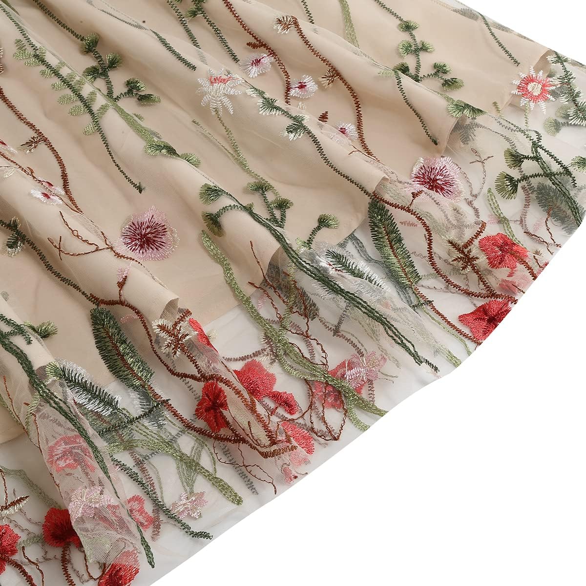 Women Keyhole Floral Embroidery Dress Sheer Mesh Illusion Vintage Cocktail Swing Dress Wedding Party Prom Tulle Evening Dress - Image 6