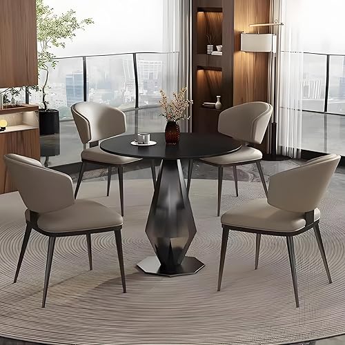 Miniatura 9 de YVYKFZD Juego de mesa y silla para sala de recepción de oficina, juego de mesa de comedor simple para cocina, mesa de centro redonda para Negro+gris