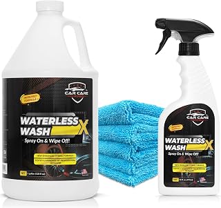 Waterless Wash X Car Detailing Without Water (Gallon + 16oz+ 5 Microfiber Towels) Quick Detailer for Any Vehicle-Wash in Your Garage, at Work, or Anywhere-Spray On & Wipe Off