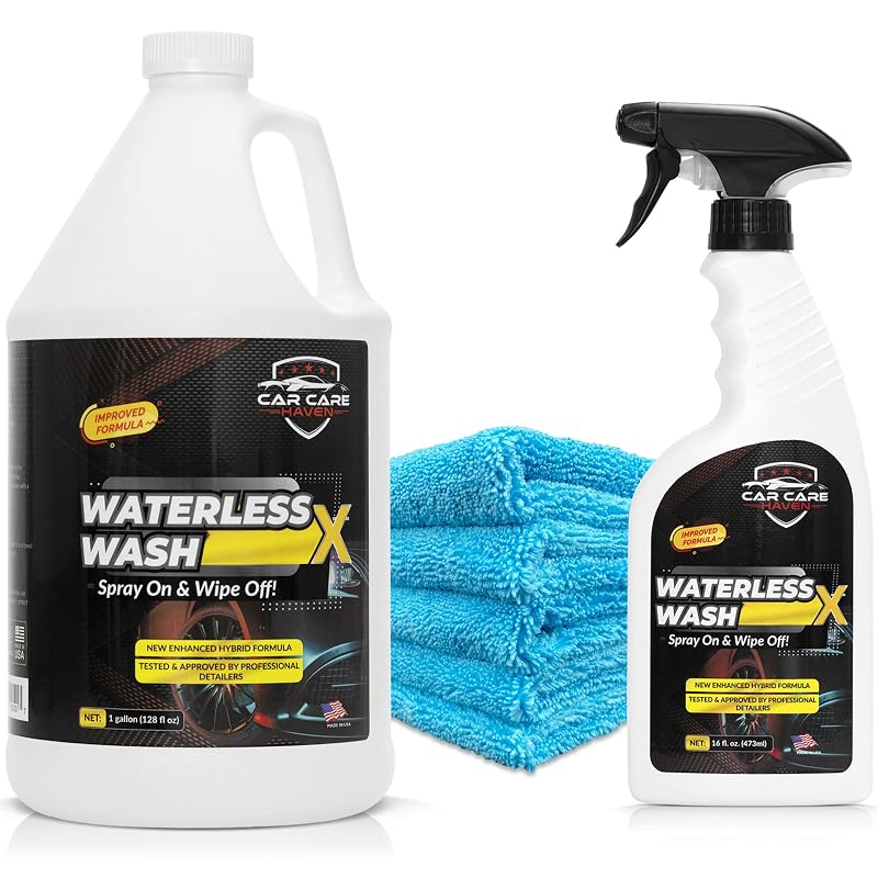 Lavagem automotiva sem água CAR CARE HAVEN com galão, frasco de 473 mL e 5 toalhas de microfibra