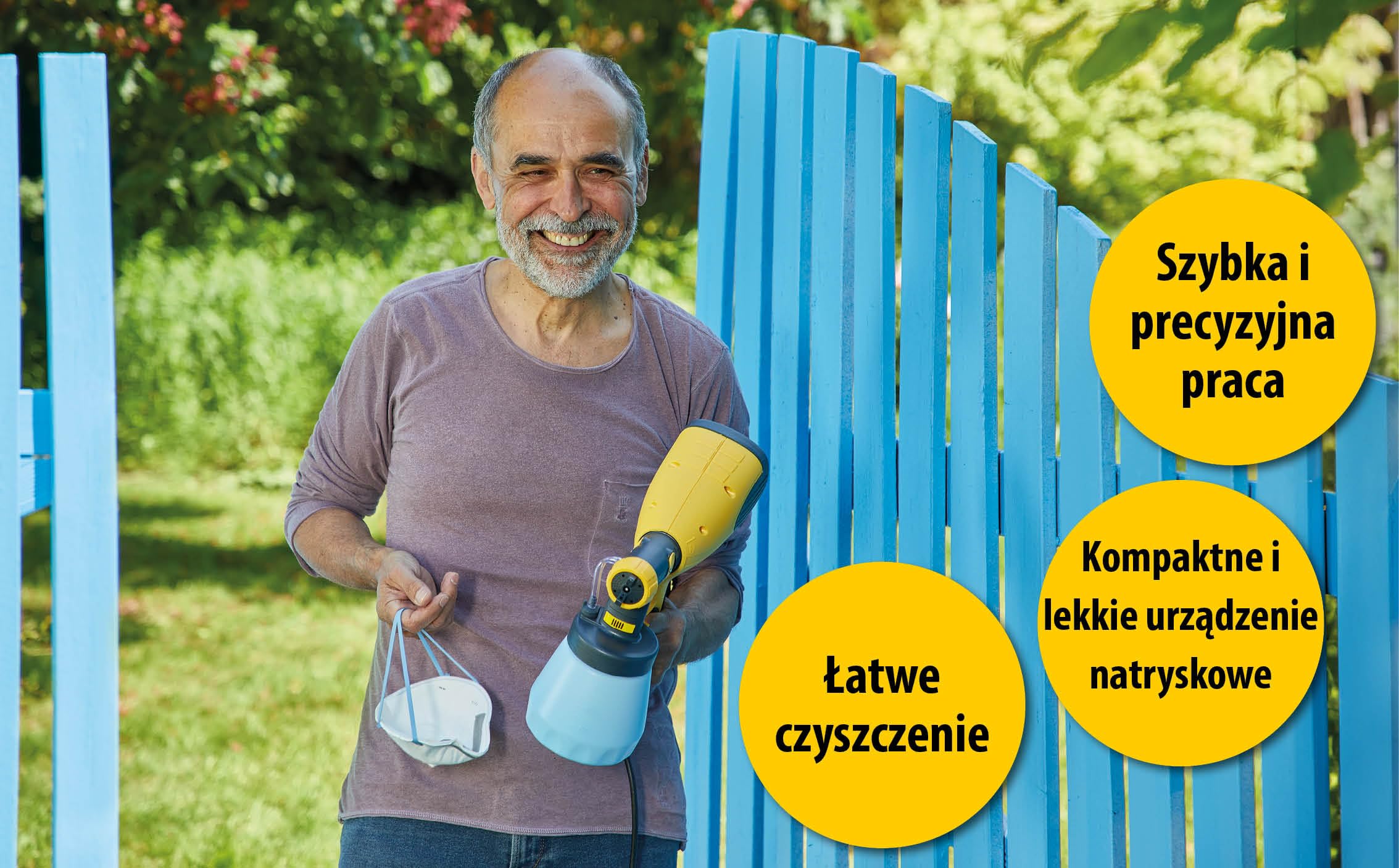 WAGNER spryskiwacz do farby W 100 do lakierów, lazurów w pomieszczeniach i na zewnątrz, 5 m²-12 min, pojemnik 800 ml, 280 W czarno-żółty