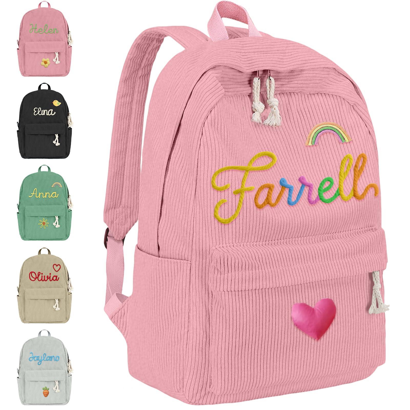 WBgjsnklbnl Custom Backpack with Name Personalized School Bookbag Bulk Customize for Kids Boy Girl Travel Camping Casual-Pink