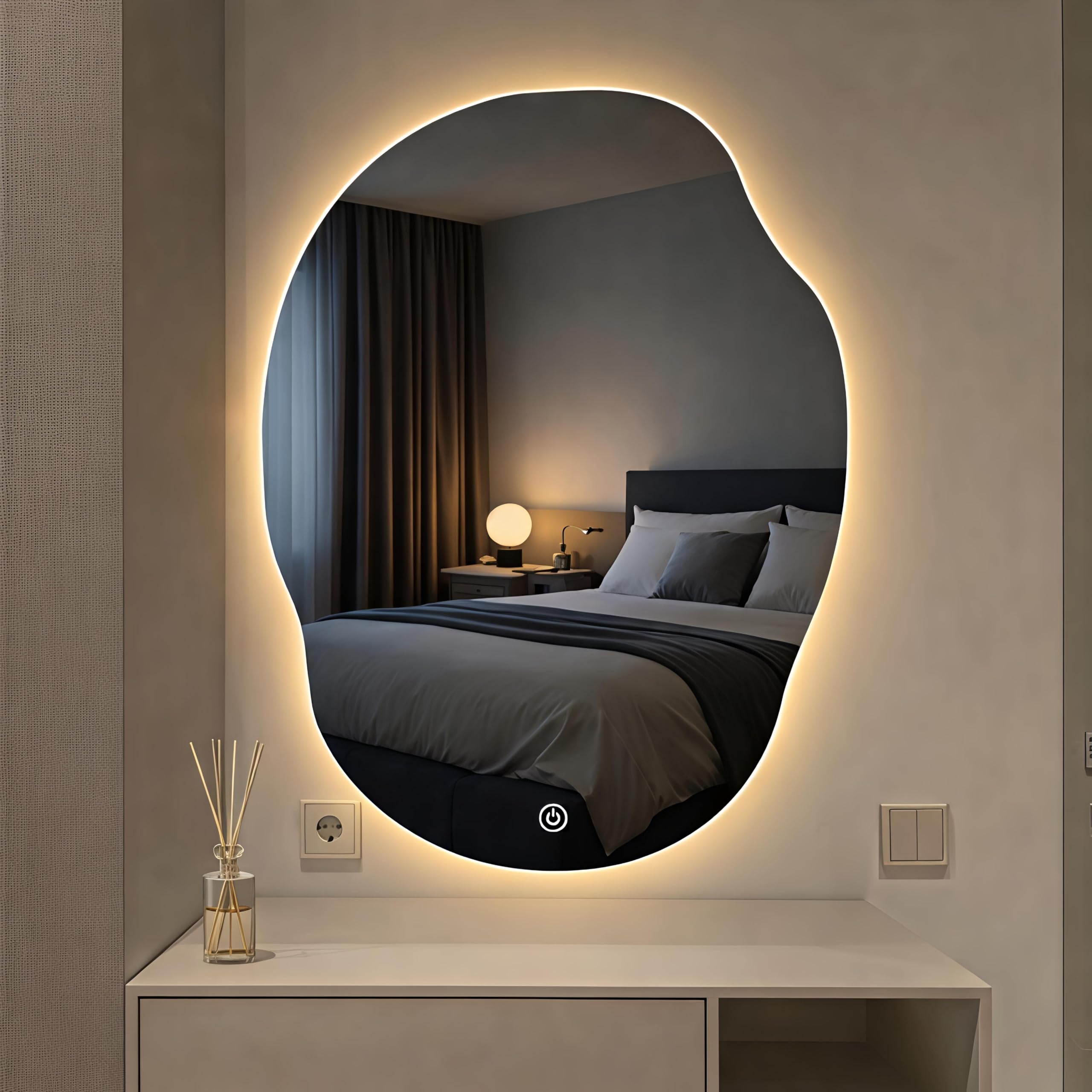 AR-RAHMAAN Rectangular Dimmable LED Bathroom Mirror with Touch Sensor Triple Light Mode (18 x 24 Inch)|Wall Mirror for Bedroom Living Room Washbasin Mirror-image-6