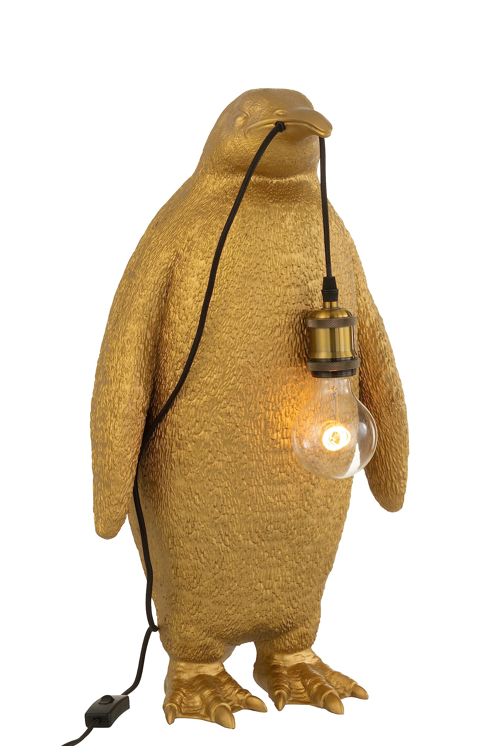 J-Line Lampada da tavolo a forma di pinguino, in resina, dorata, grande