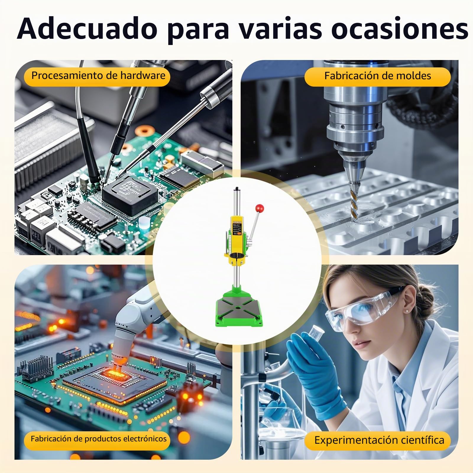 Soporte de taladro giratorio de 90 grados de 49 cm para taladro de mesa para agujeros y fresado precisos, ajustable y estable con mesa de trabajo