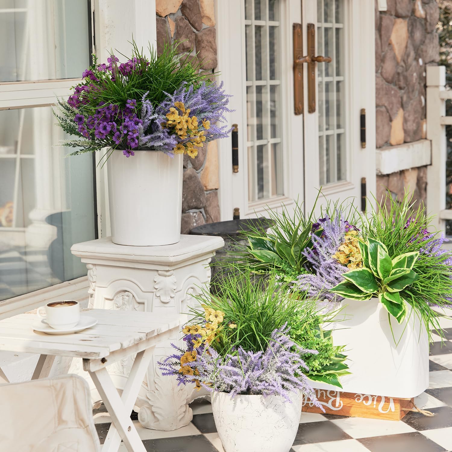 PARTY JOY 25 Pcs Artificial Plants Outdoor, Fake Plants, Decorative Artificial Plants, Shrubs UV Resistant Plants - Image 3