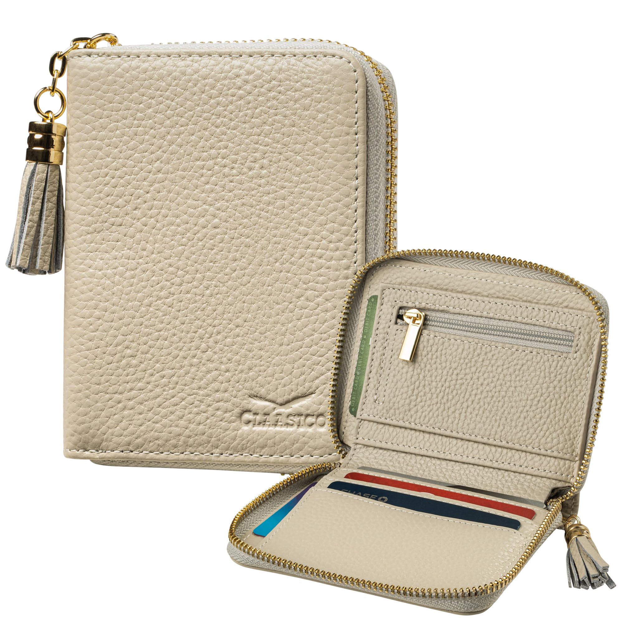 Claasico Bifold Wallet for Women RFID Blocking | Genuine Leather Zip Wallet & Ladies Coin Pocket | Stylish Credit Card Holder | Travel Wallet with