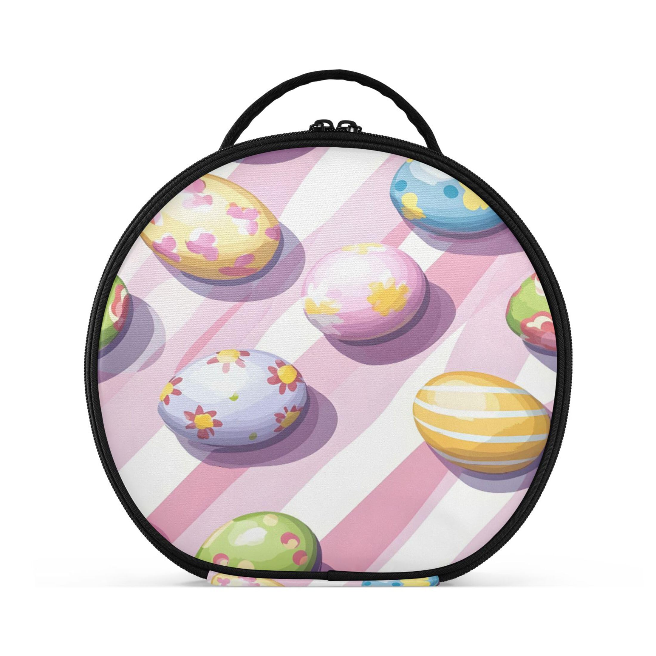 Takiito Colorful Easter Eggs Travel Makeup Case Portable Makeup Box Artist Cosmetic Case Organizer With Adjustable Dividers