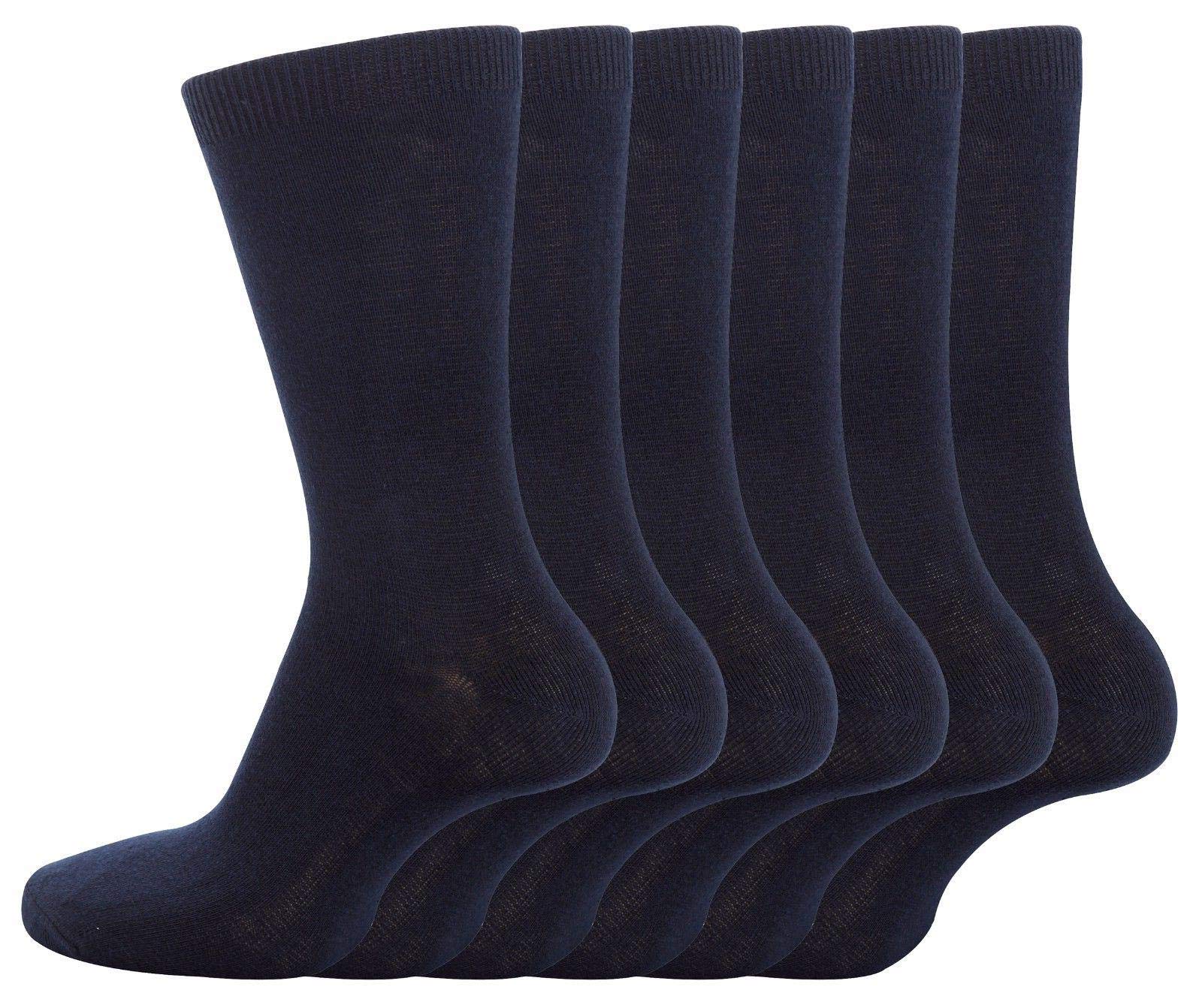 Sock Stack Pack Of 6 School Socks Kids Boys Girls Plain Ankle Cotton Rich Sock Black Navy Grey White [Navy,9-12]