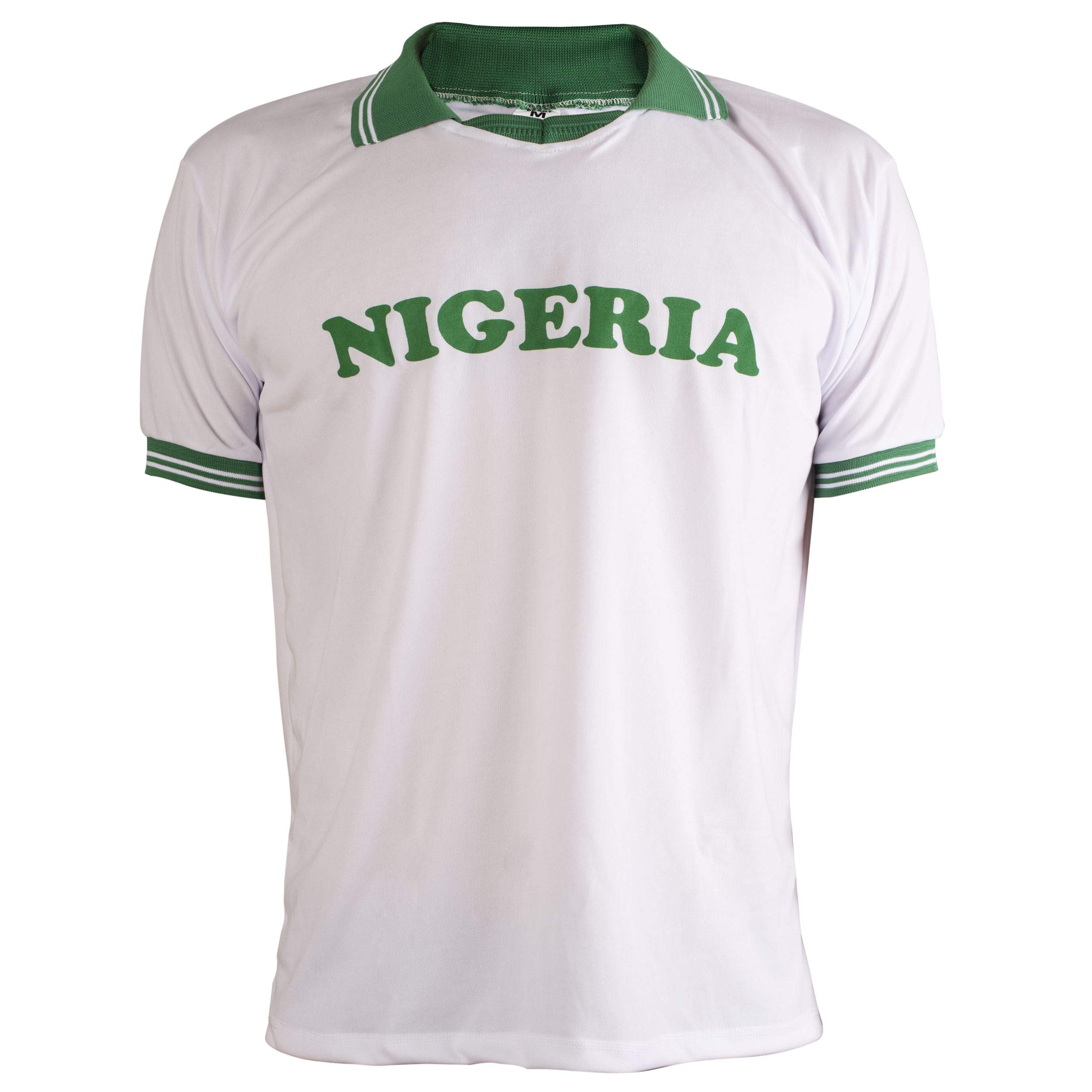 Nigeria Shirt Retro Football Short Sleeve Mens Top - M White