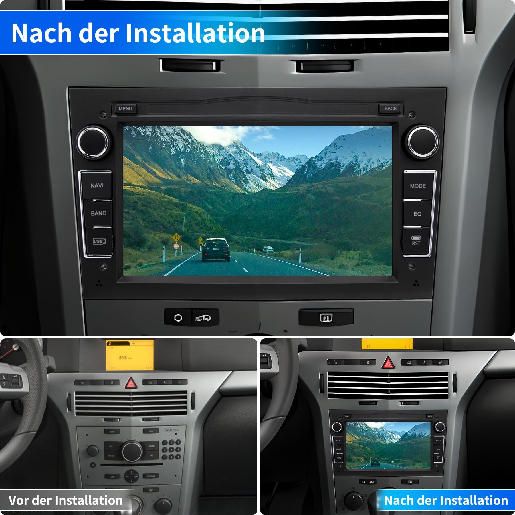 Autoradio für Opel, 2 DIN Radio, Android 12 System 2G+64GB mit Navi CarPlay Android Auto WLAN Bluetooth MirrorLink, 7 Zoll Bildschirm Double Din FM Radio Lenkradkontrolle