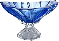 Vista 1 de Bohemian Crystal AU52048 - Tazón para dulces con pies Plantica de 13 pulgadas, cuenco de frutas con tallo bohemio azul, cuenco para helado