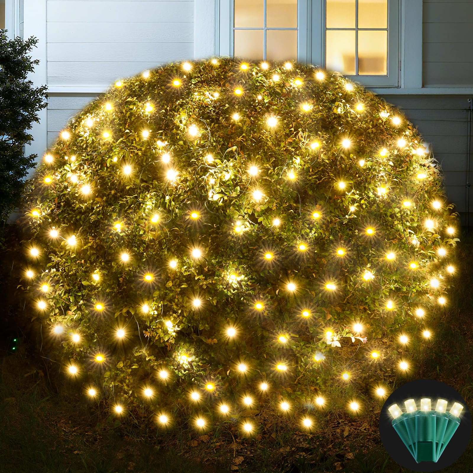 KiflyTooin Red de luces LED de Navidad para exteriores, iluminación de red de Navidad con 200 luces LED de 9 x 6 pies, luz de red de malla para interiores y exteriores, para árboles de Navidad