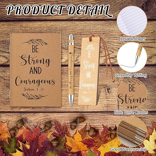Miniatura 3 de Juego de 20 cuadernos de versículos bíblicos, cuaderno cristiano de papel kraft de bambú y marcador de madera, juego de diario religioso inspirador,