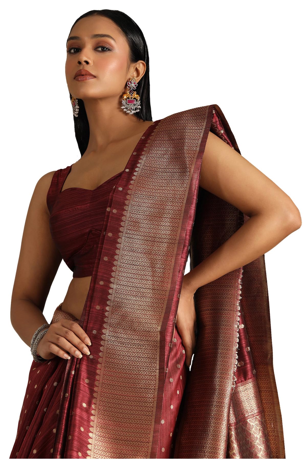 soch Womens Tussar Woven Design Saree-picture-25