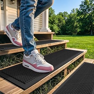 YDKGL Stairs Treads for Wooden Non Slip Step Outdoor Mat Black 8"x30" 5PCS