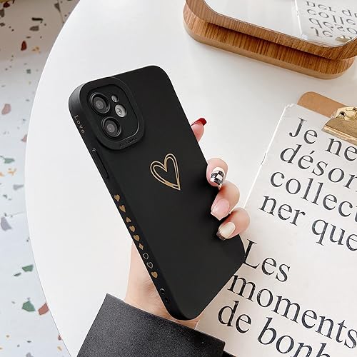 Miniatura 4 de Qokey Funda para iPhone 11 de 6.1 pulgadas 2019, lindo corazón de amor chapado lateral y trasero con lente anticaída, protección de TPU suave, a